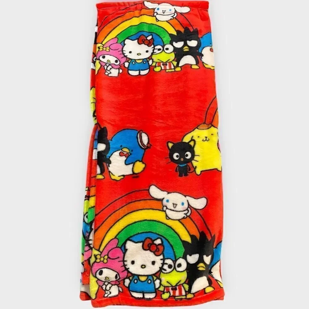Hello Kitty And Friends Rainbow Silk Touch Pink Throw Blanket 50